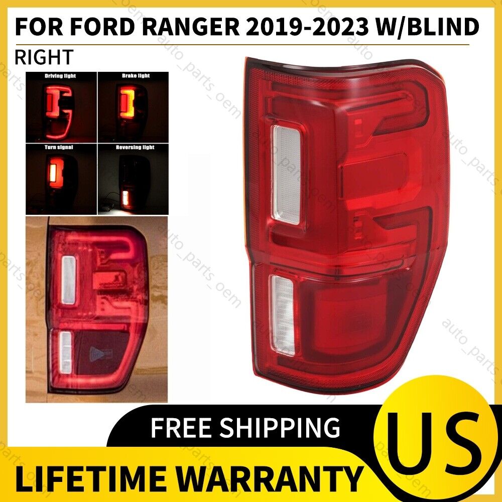 For 2019-2022 2023 Ford Ranger LED Rear Right Tail Light Brake Lamp W/Blind Spot