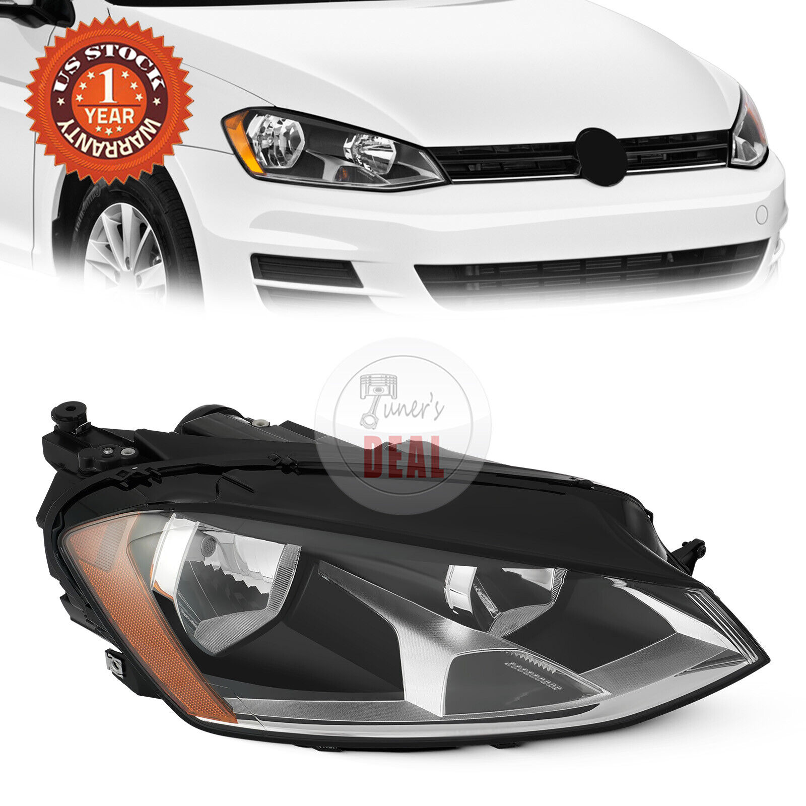 For 2015-17 VW Golf MK7 Halogen Headlight Clear Lens Left Driver Side 5GM941005C