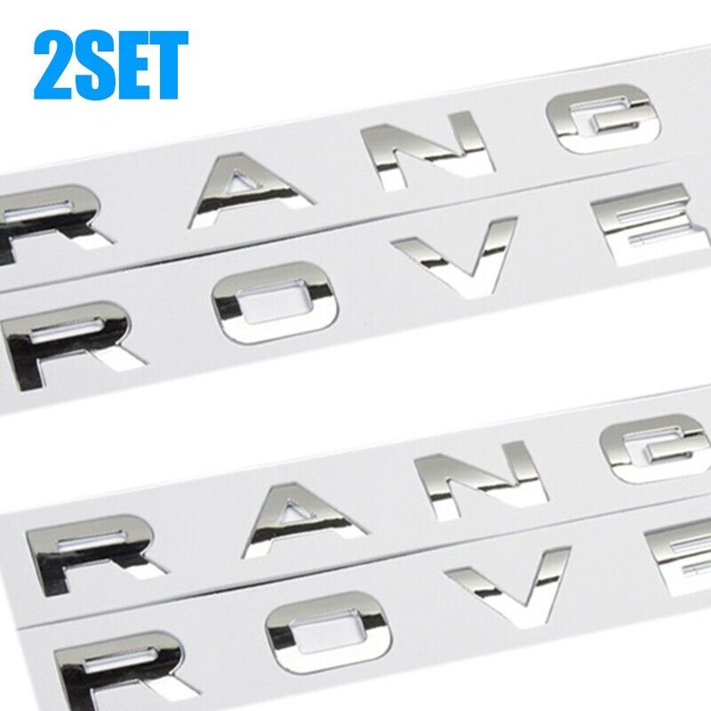 2X 3D Gloss Chrome Front Hood Emblem For Range Rover Rear Tailgate Badge Letter