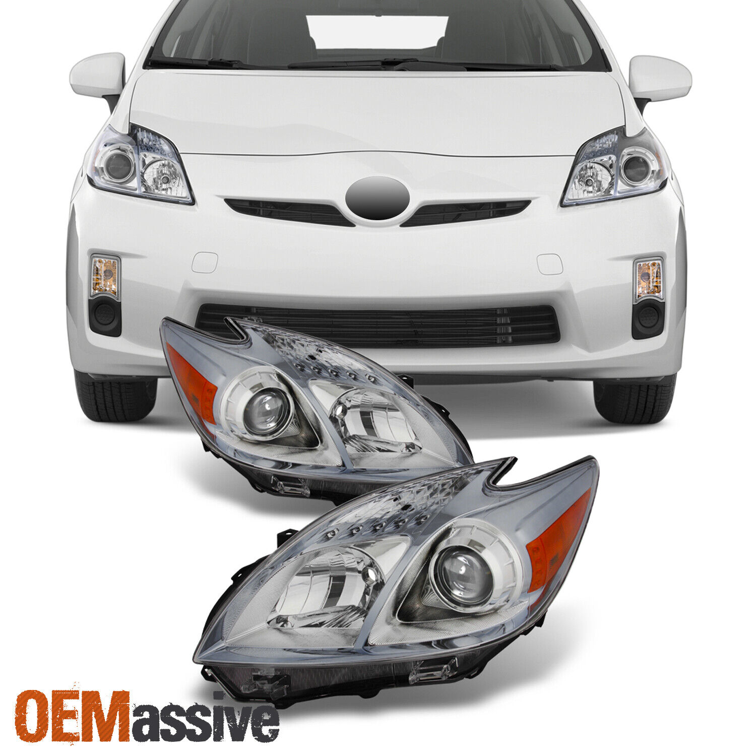 Fits 10-11 Toyota Prius Projector Headlights Light Lamps Left & Right 2010-2011