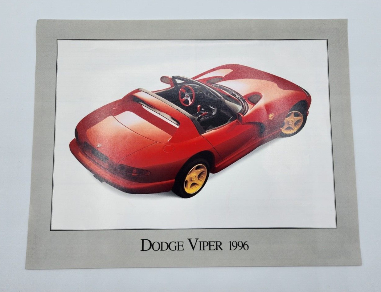 1996 Dodge Viper RT/10  Dealer Showroom Sales Brochure 2-Sided Poster