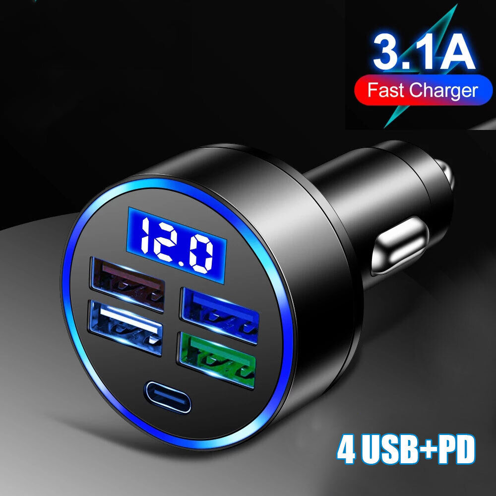4 Port USB Car Charge PD charger Mobile Phone Charger Adapter Fast Charging 