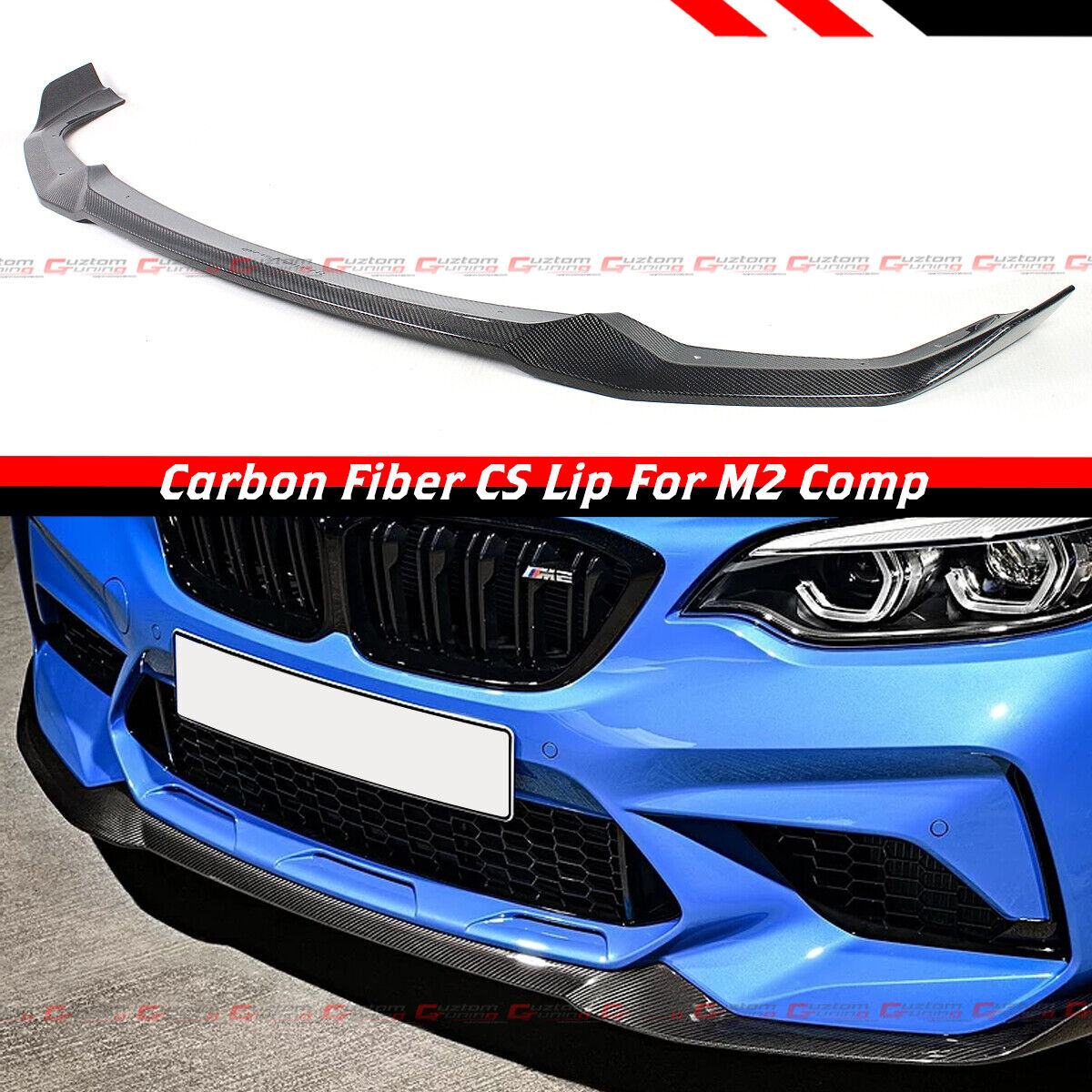 For 19-21 BMW F87 M2 Competition CS Style Carbon Fiber Front Bumper Lip Splitter