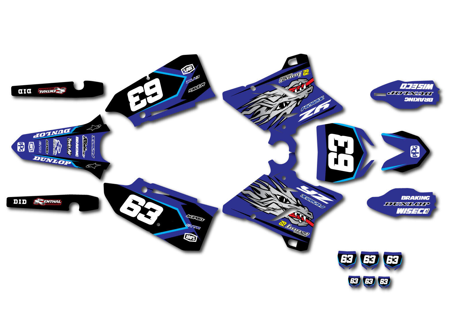 YAMAHA OF TROY FACTORY TEAM GRAPHICS KIT W/ RIDER NUMBER YZ125 YZ250 2002- 2021