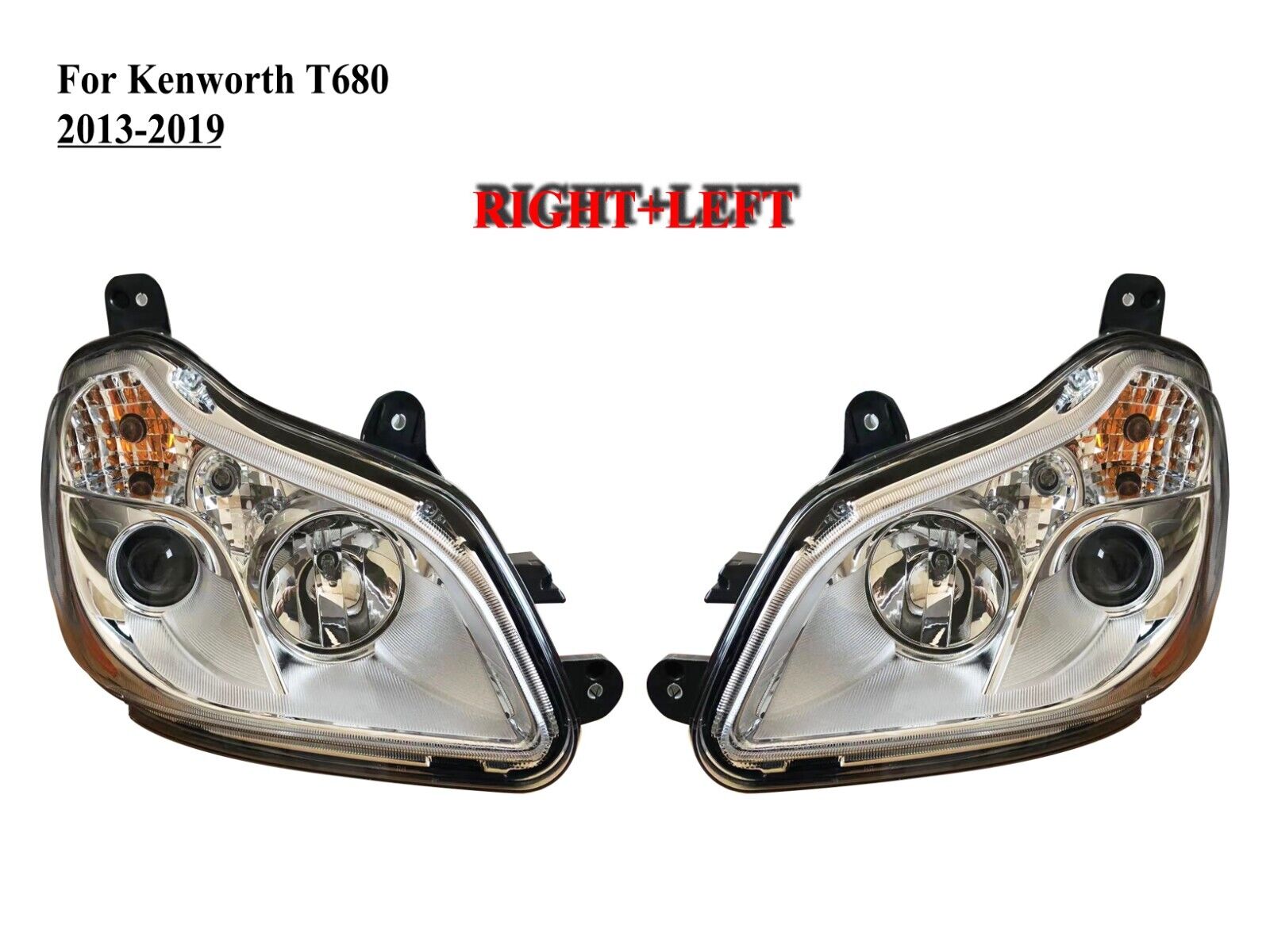 Right and Left Side Halogen Head lamp Headlight For Kenworth T680 2013-2018