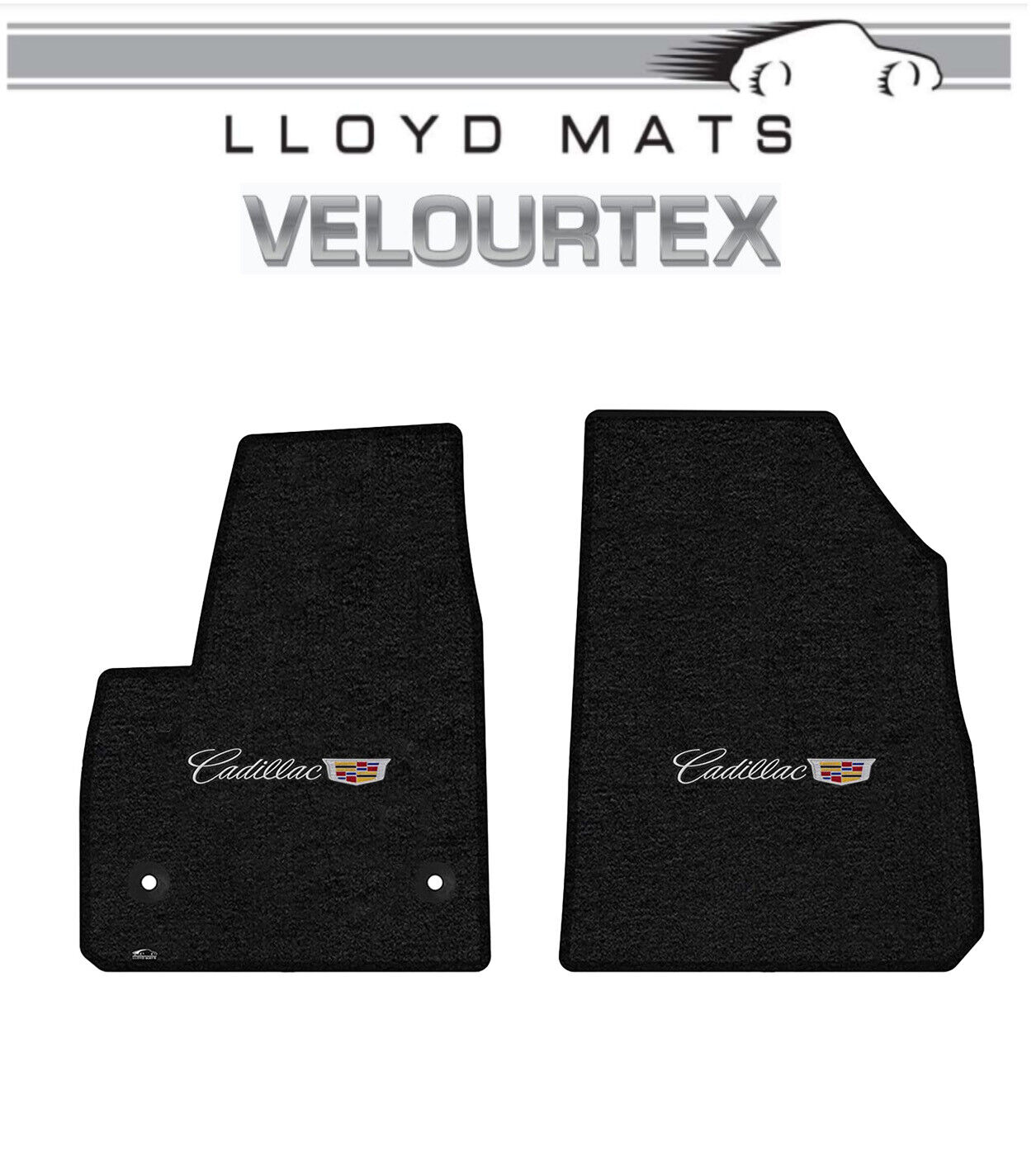2020 -2023 Cadillac XT6 Black Lloyd Velourtex Front Floor Mats Caddillac Logo