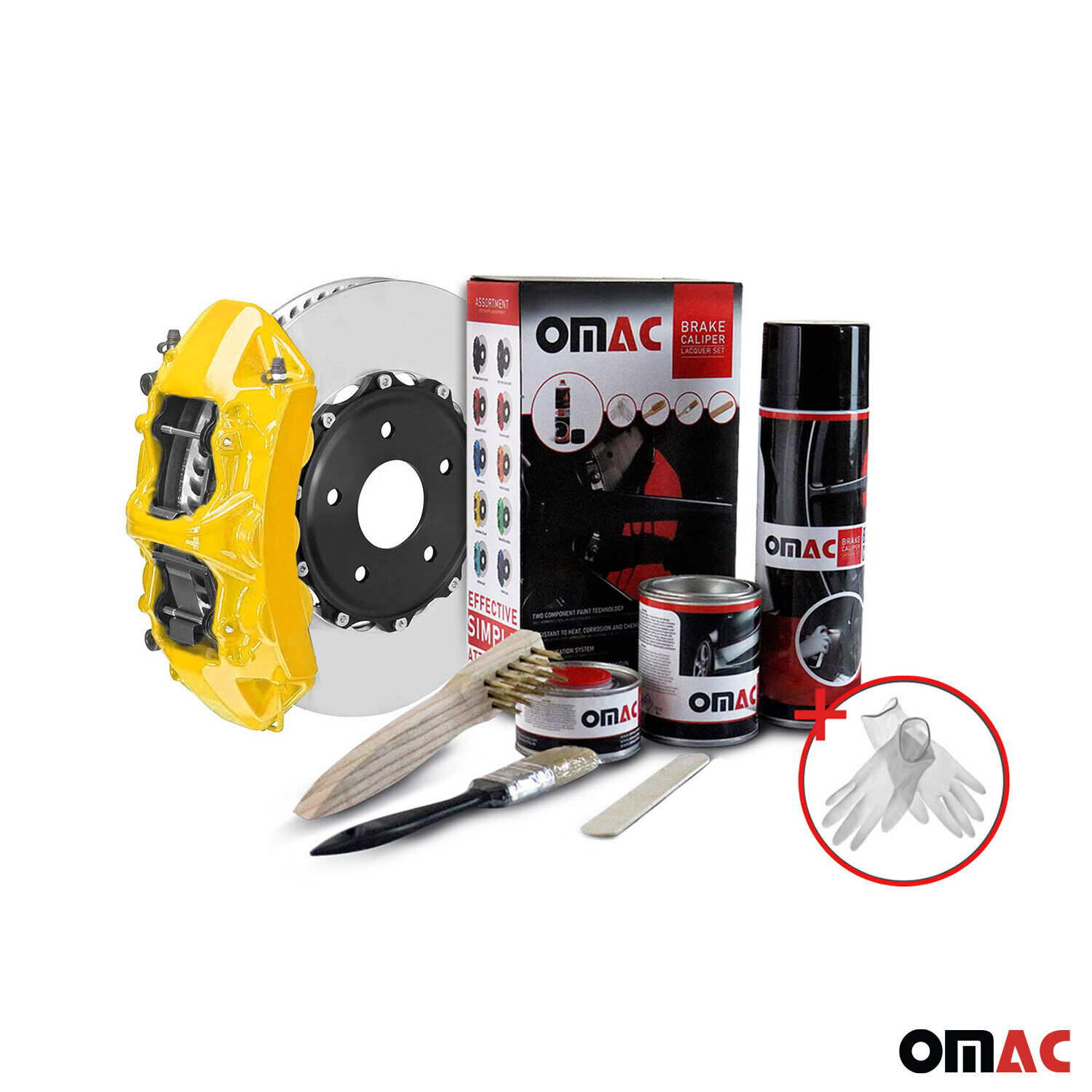 OMAC Brake Caliper Paint Epoxy Based Car Kit Yellow Glossy High-Temperature