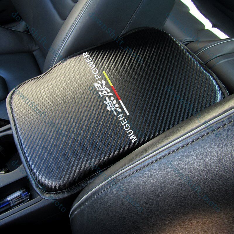 JDM MUGEN POWER Carbon Fiber Car Center Console Armrest Cushion Pad Cover New