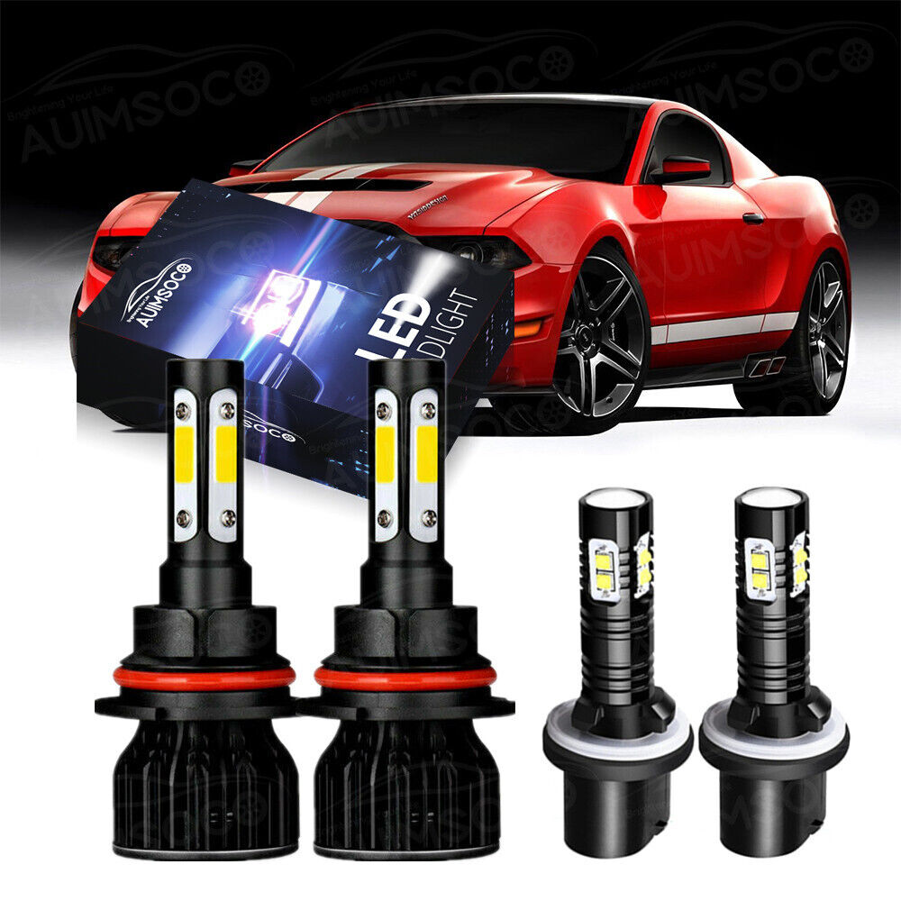 For 99-04 Ford Mustang LED Headlight Bulbs Hi/Lo Beam+Fog Light Bulbs Combo Kit