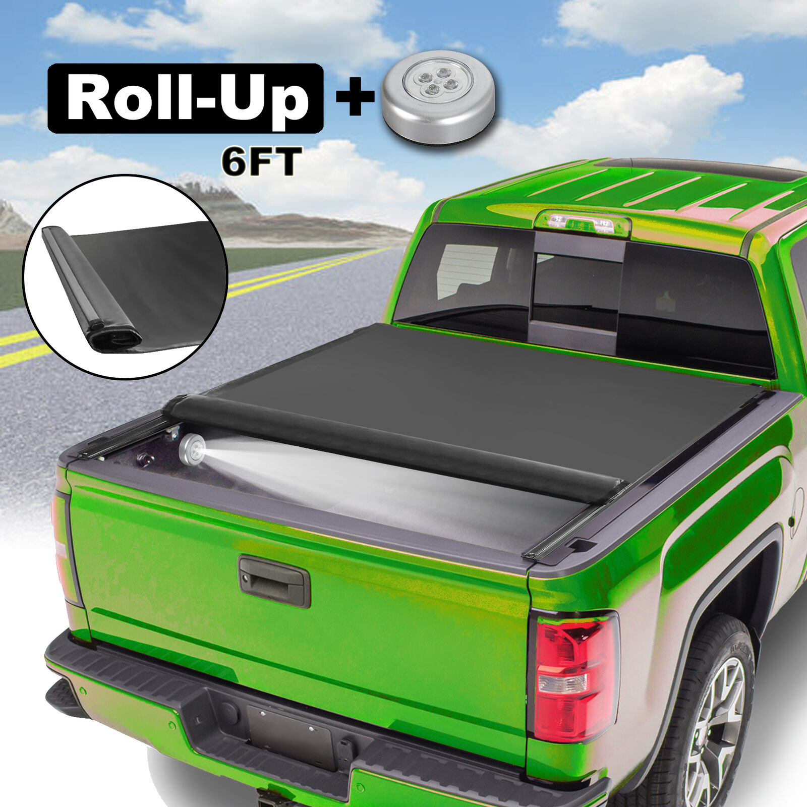 6FT Roll Up Truck Bed Tonneau Cover For 2004-2014 Colorado Canyon Waterproof