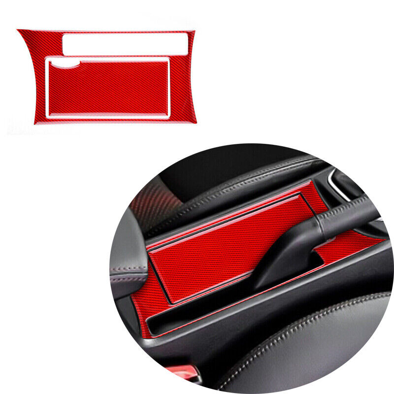2X  RED  Carbon Fiber Interior watercup Cover Trim For Mazda 3 2010-2013