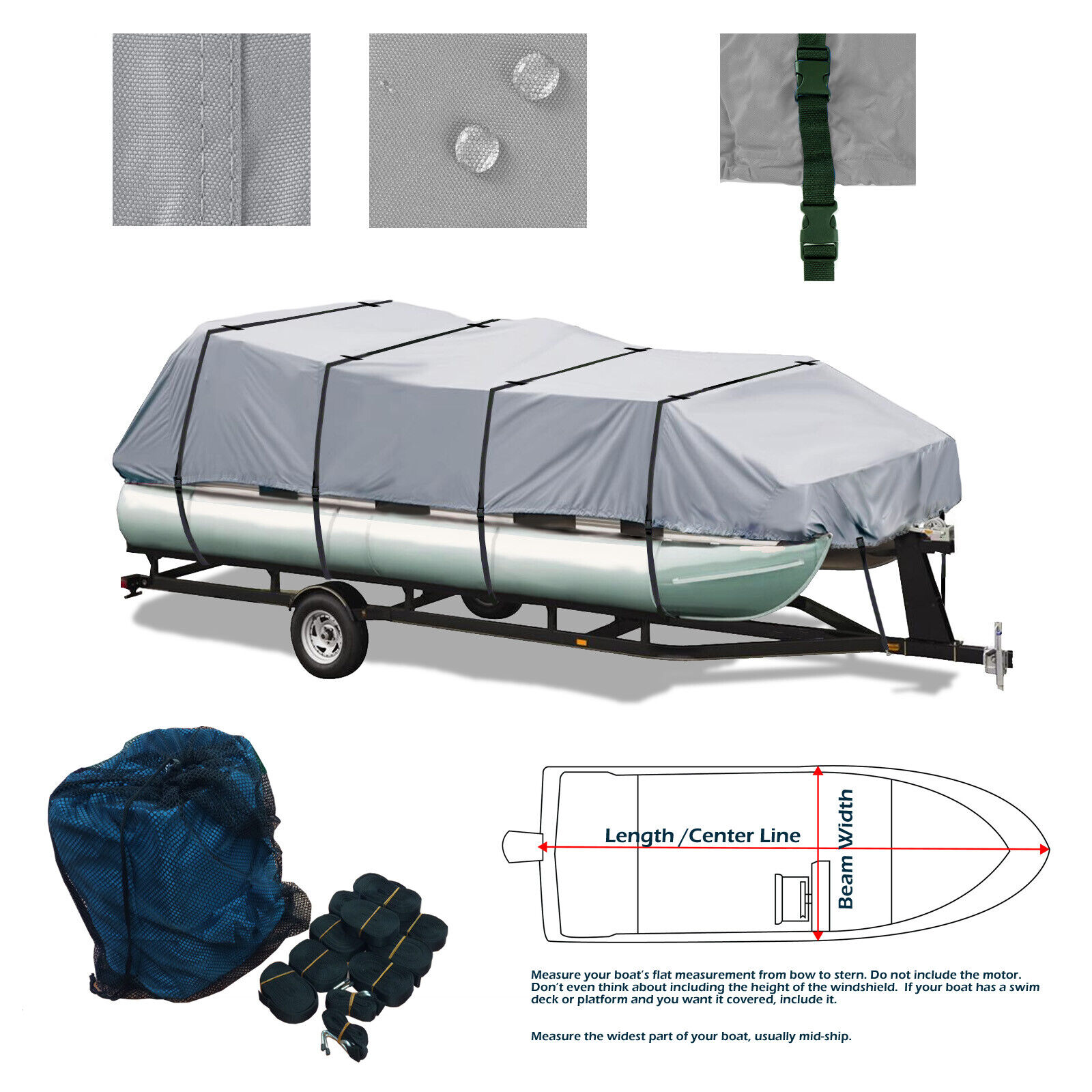 14\'  Trailerable waterproof heavy duty pontoon Boat Storage Cover