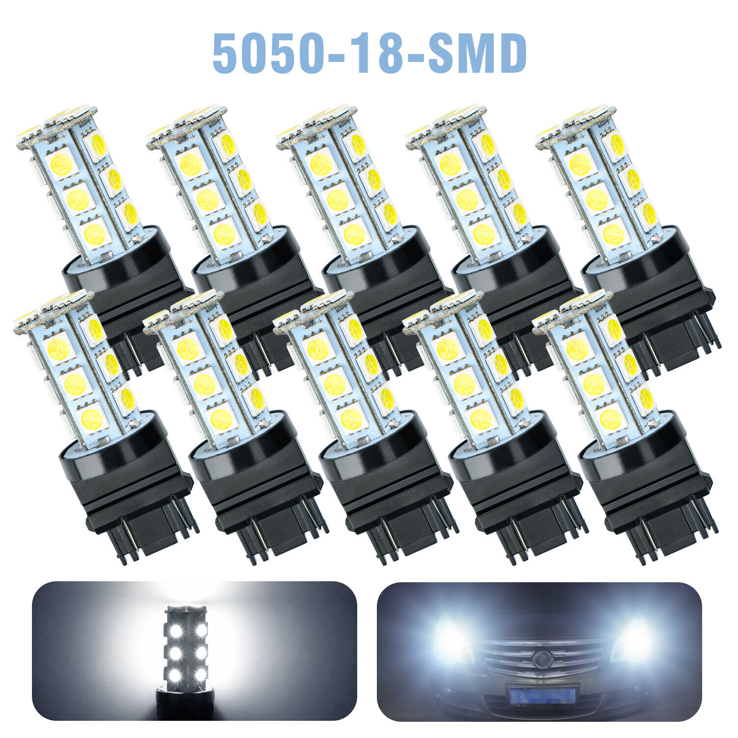 10X 3157 3156 6000K Super White 18SMD LED Reverse Tail Brake Signal Light Bulbs