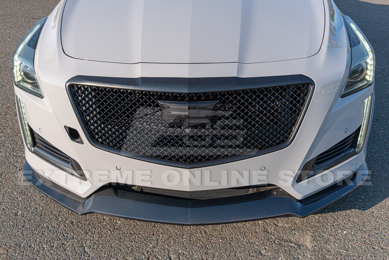 For 14-19 Cadillac CTS | V-Style CARBON FIBER Front Bumper Lower Lip Splitter