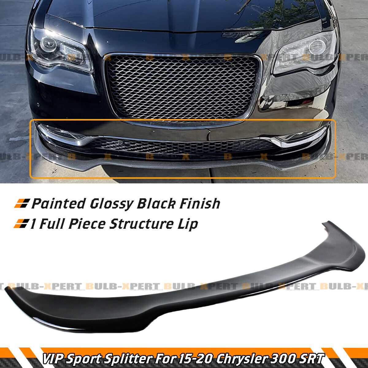 FOR 2015-23 CHRYSLER 300 C S TOURING SPORT SRT GLOSS BLACK GT FRONT LIP SPLITTER