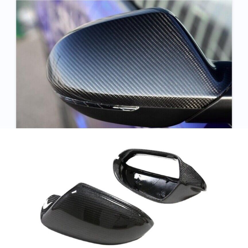 Real Carbon Fiber Side Mirror Cover For Audi A6 C7 S6 RS6 W/ Lane Assist 2012 +