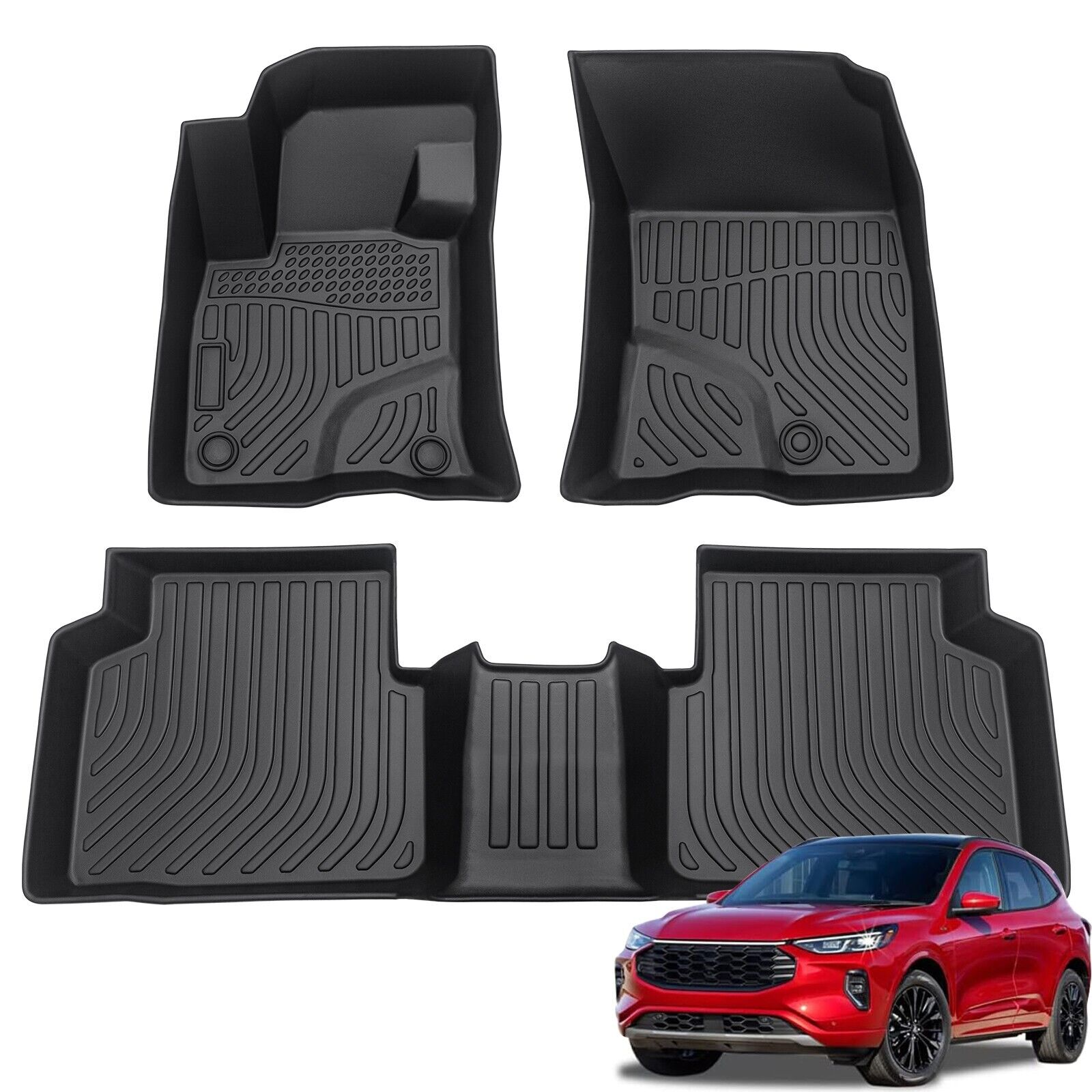 3D All Weather TPE Floor Mats Fit 2020 2021 2022 2023 2024 Ford Escape Odorless