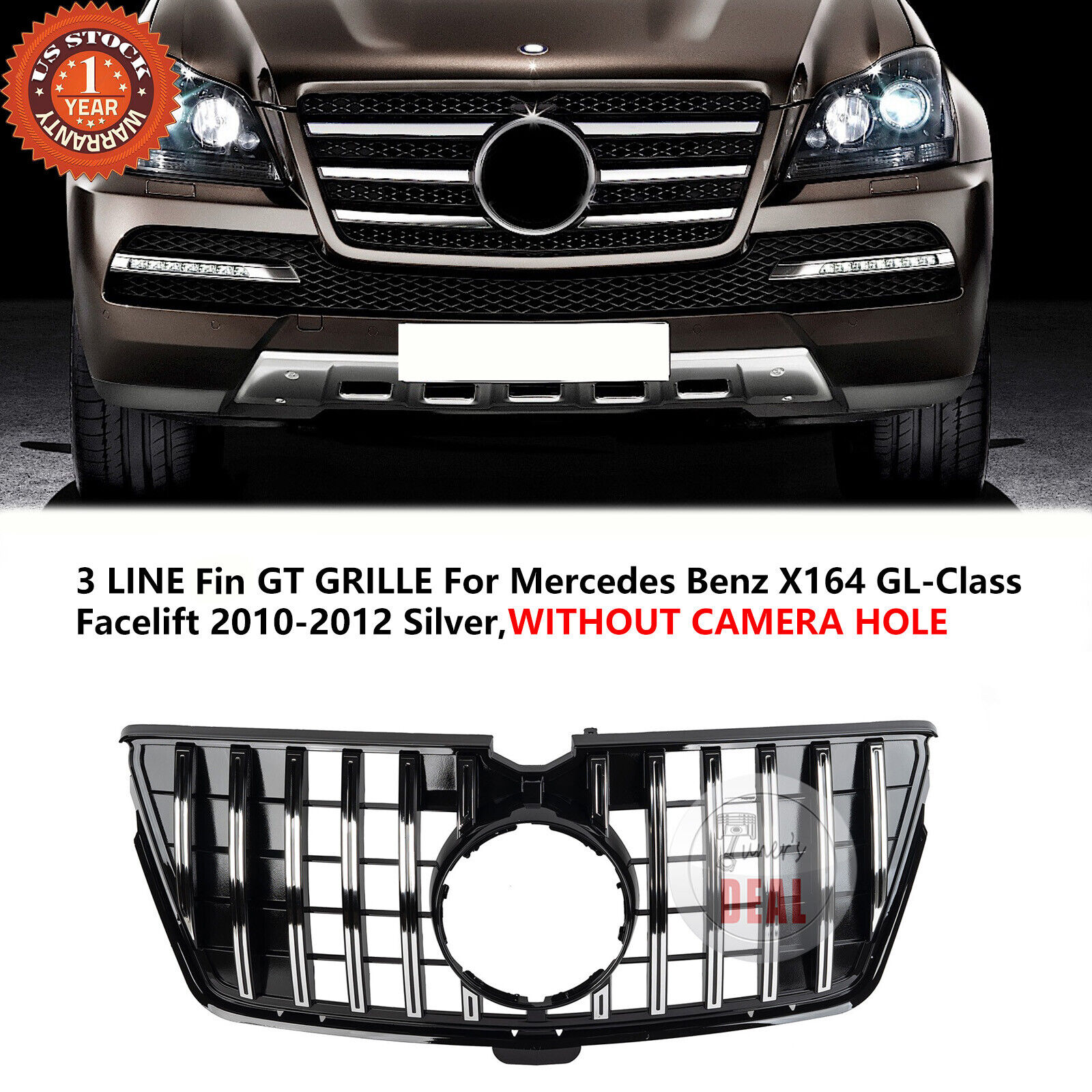 For Mercedes-Benz X164 GL-Class 2006-12 GT Front Grille GL350 GL450 GL550 Silver