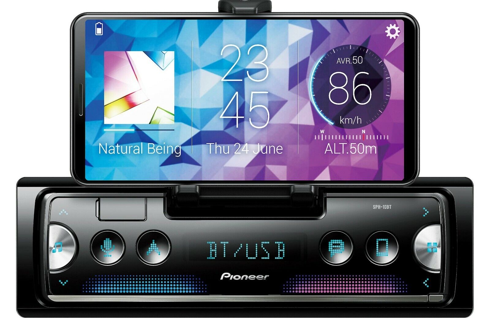 NEW Pioneer SPH-10BT 1 DIN Digital Media Player Bluetooth Pop Out Phone Cradle
