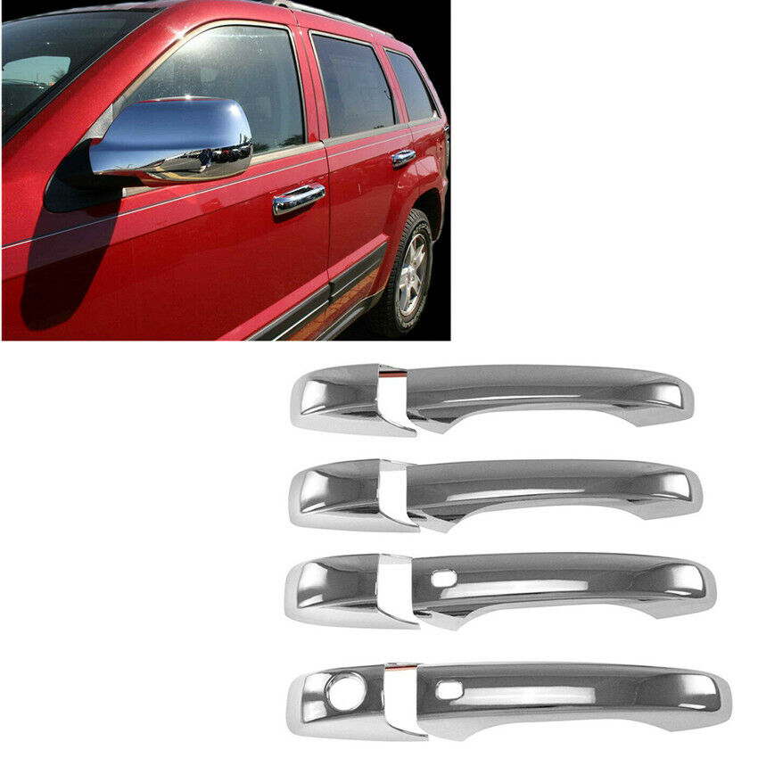 For 11-19 Jeep Grand Cherokee Full Chrome Mirror Covers + 4 DR Handle Cover W/KH