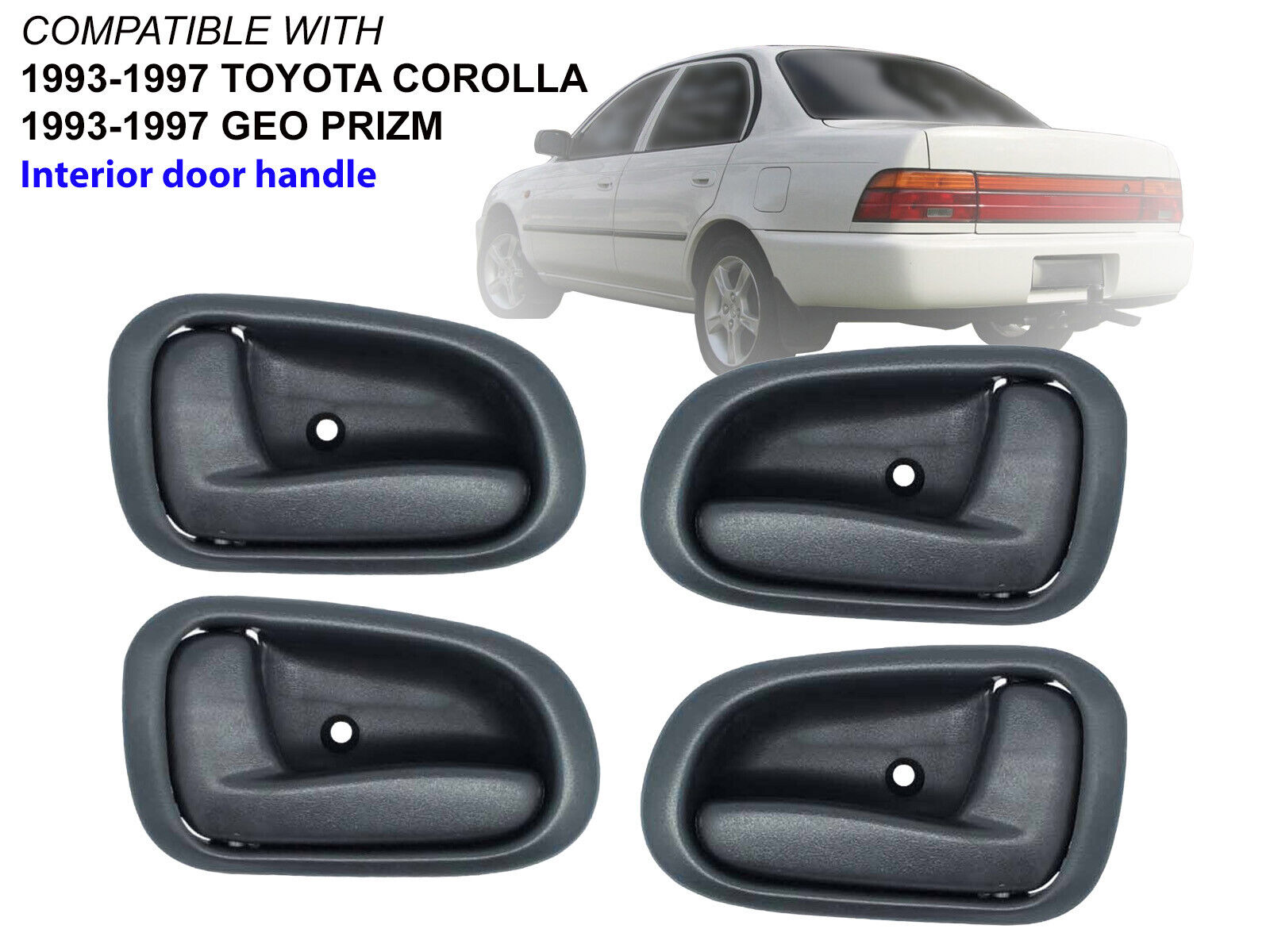 For Gray Inner Door Handle 1993 - 1997 Corolla Prizm Set Front and Rear Side