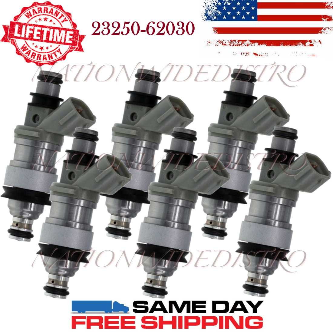 6x OEM Denso Fuel Injectors for 1992-1993 Toyota Camry 3.0L V6 23250-62030