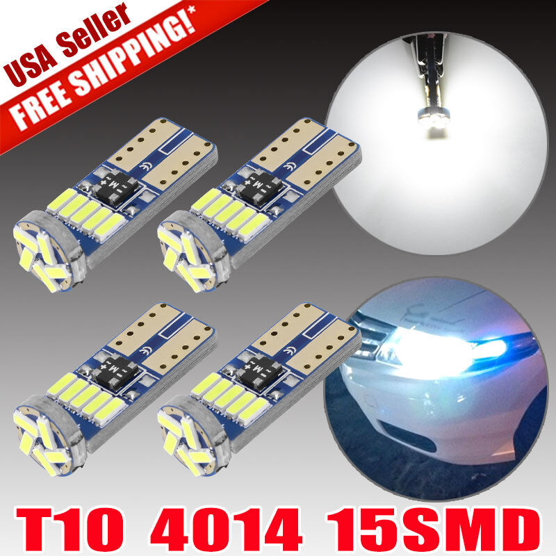 4x Super White T10 4014 15LED Dome License Backup Reserve Light Bulb 192 194 921