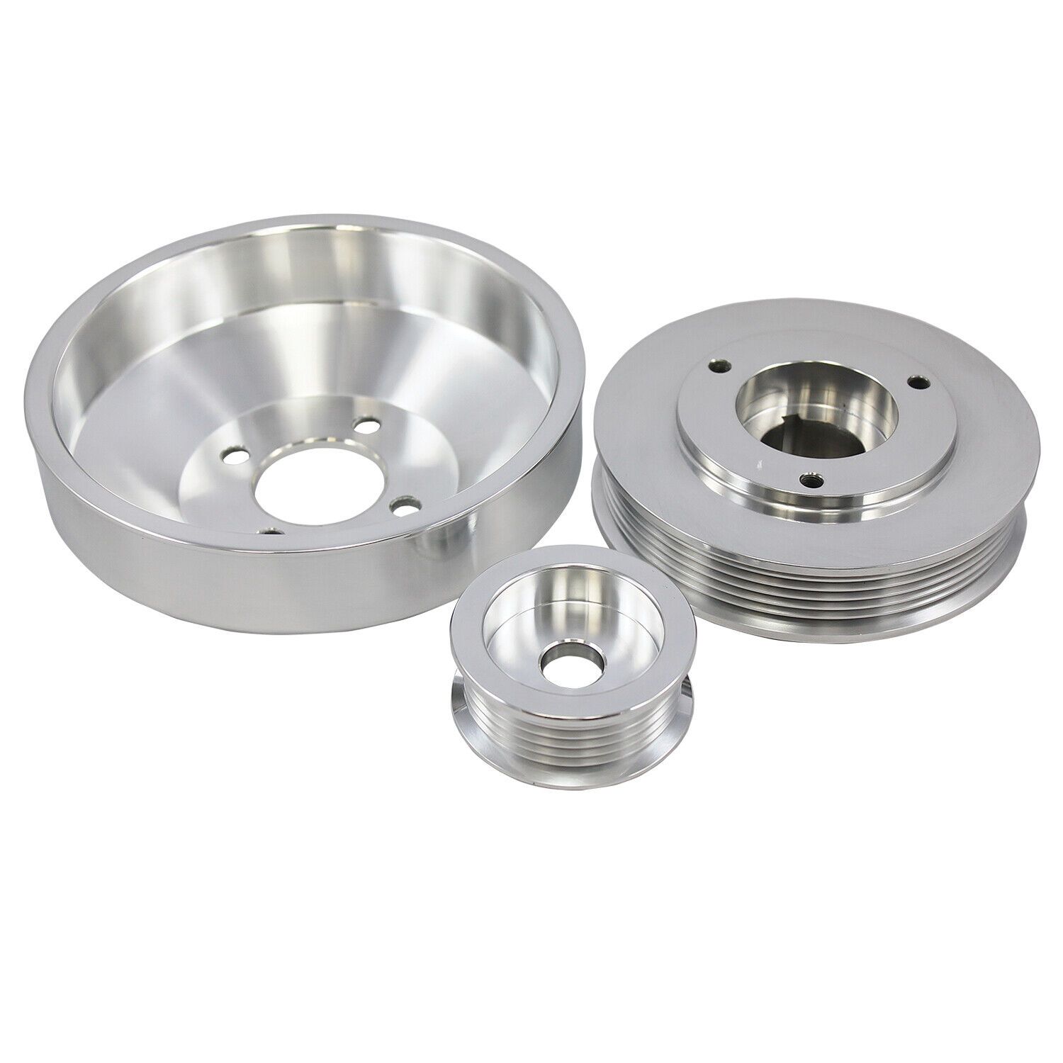 96-99 Ford Mustang GT / Cobra 4.6 3 PC Under Drive Pulley Set Polished Aluminum