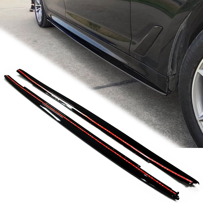 Gloss Black For 17-23 BMW 5 Series G30 G31 M Sport 540i Side Skirts Extension