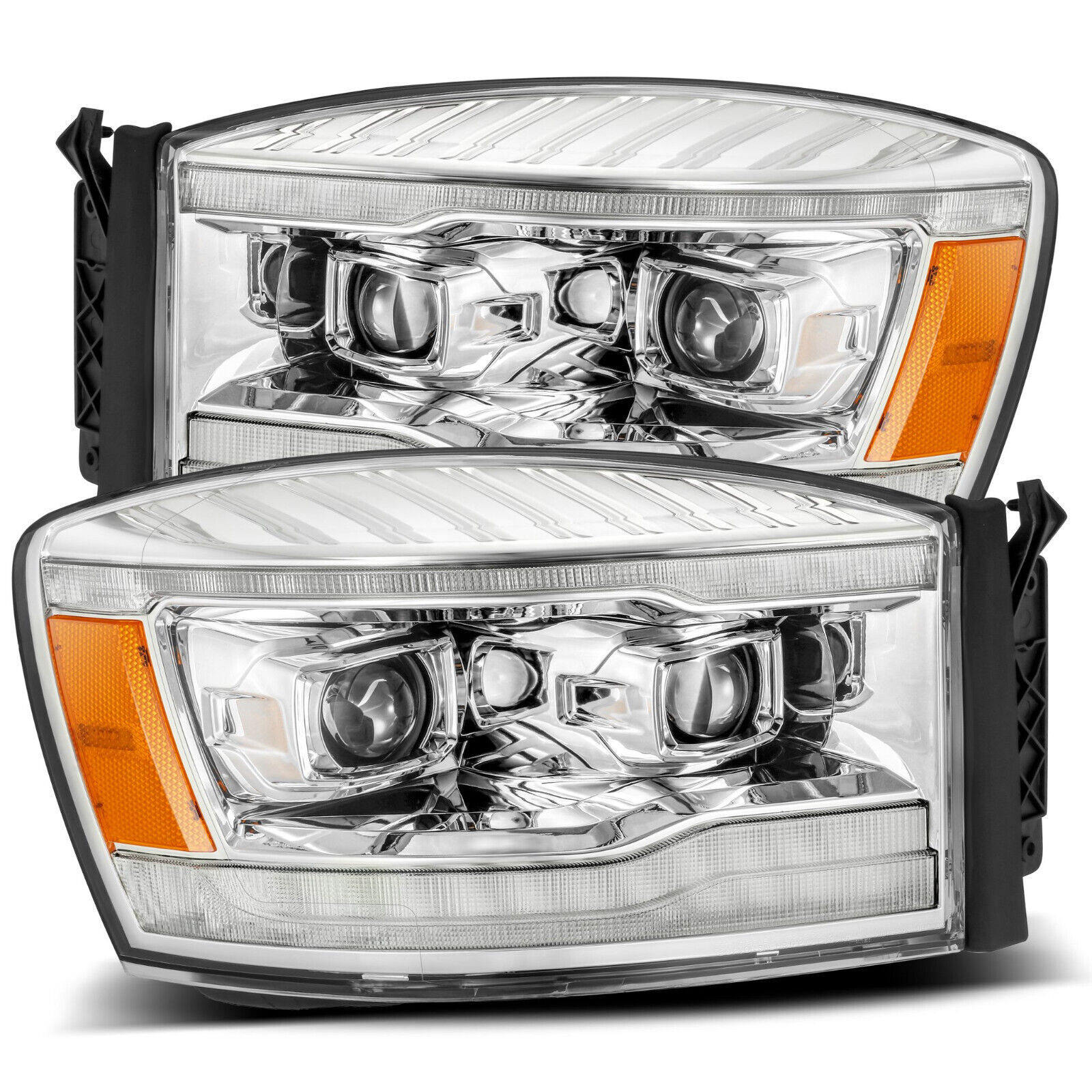 For 06-08 Dodge Ram 1500 2500 3500 Luxx Chrome LED Projector Headlight Headlamp