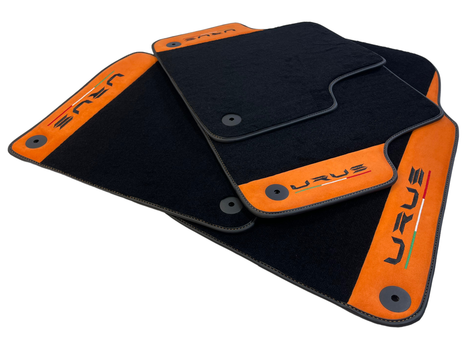 Black Floor Mats For Lamborghini Urus 2018-2023  With Orange Alcantara Leather