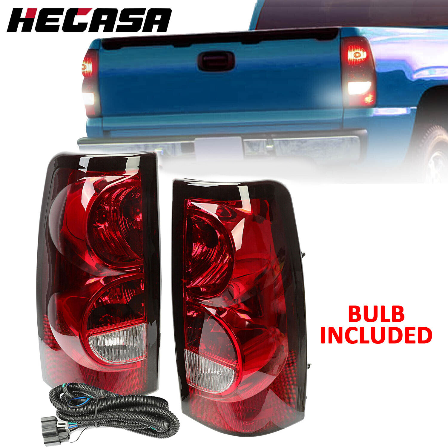 Fit For 2003-06 Chevy Silverado 1500 2500 3500 Pickup Red Tail Lights W/ Bulbs