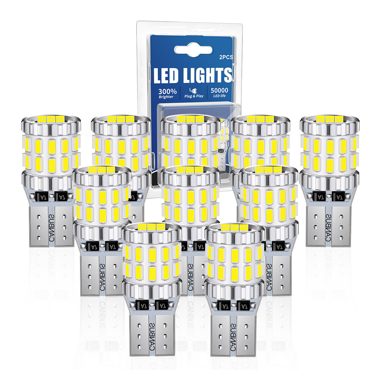 10x AUIMSOCO T10 168 194 LED License Plate Light Bulb Interior Bulbs White 6000K