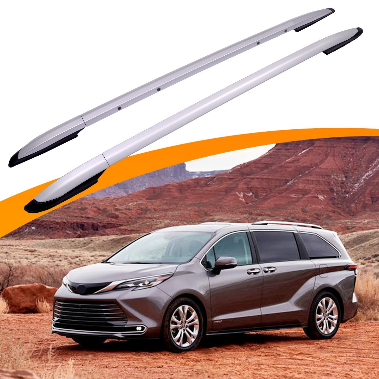 2PCS Silver Roof Side Rails For 2021 - 2024 Toyota Sienna Crossbar Accessories