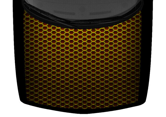 Yellow Ovals Metal Grate Truck Hood Wrap Vinyl Car Graphic Decal Deep Red