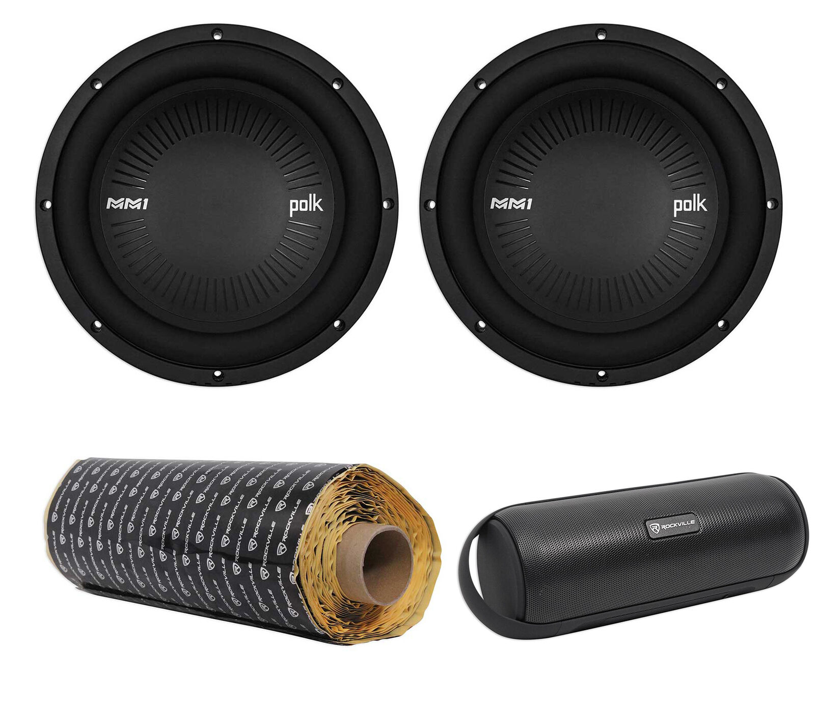 (2) Polk Audio MM1042DVC 10” 2400 Watt Car Subwoofers Subs+Rockmat+Free Speaker