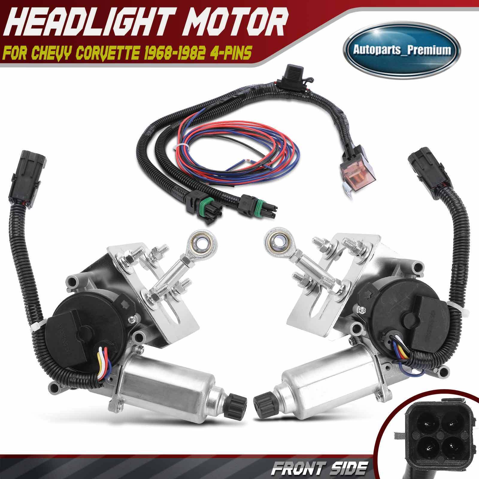 2x Front Electric Headlight Motor Conversion Kit for Chevy C3 Corvette 1968-1982