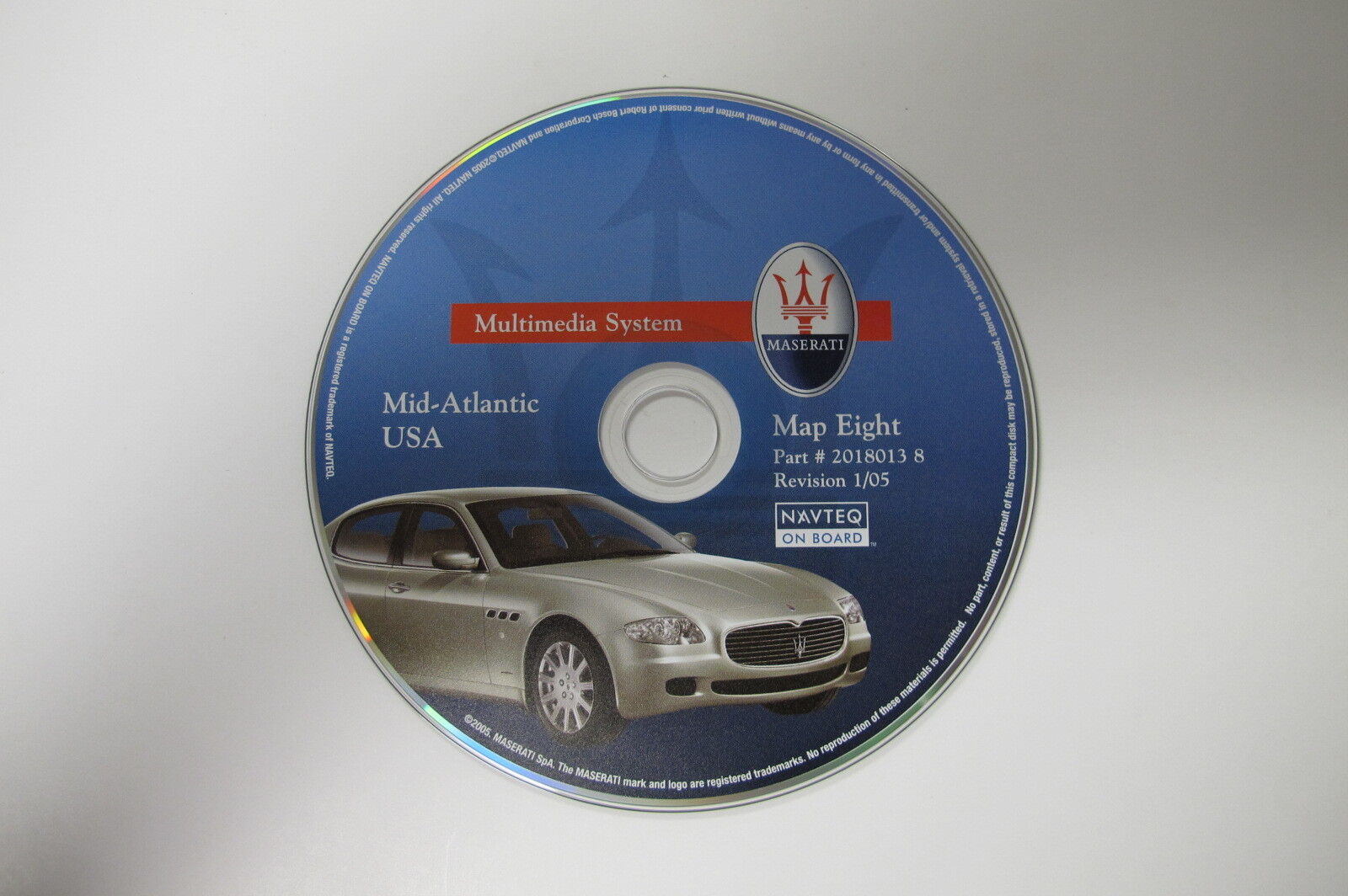 Maserati 2005 Navigation GPS CD NAVTEQ 20180138 Map #8 Mid-Atlantic USA