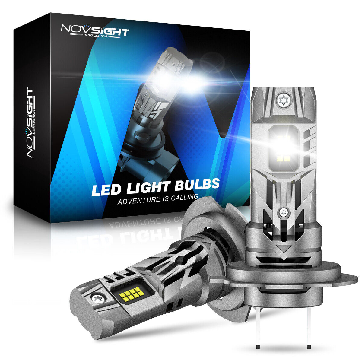 NOVSIGHT 2x H7 LED Headlight Bulbs Kit High/Low Beam 16000LM 6500k Super Bright