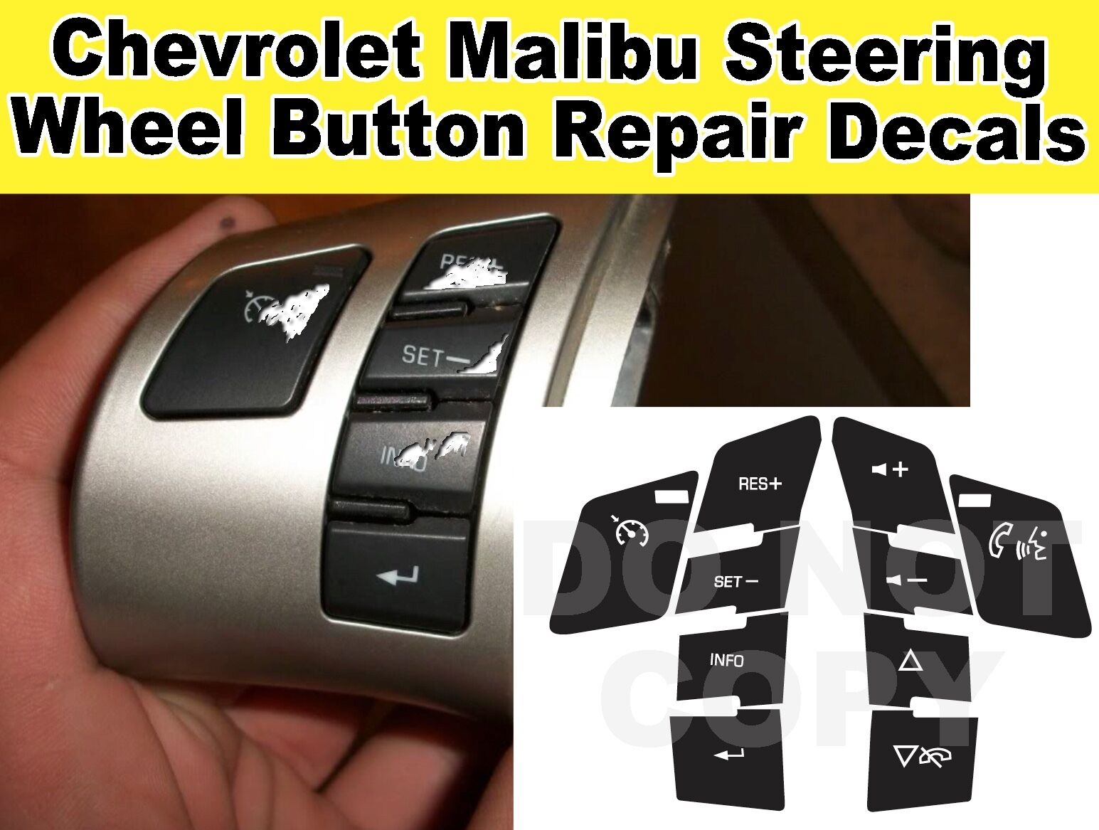 Corvette C6 Malibu Pontiac G6 Steering Wheel Button Repair Decals Stickers