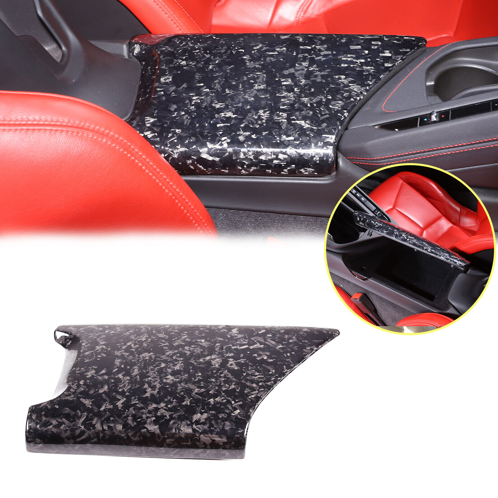 Forged Carbon Fiber Center Console Armrest Box Cover For Corvette C8 2020-23