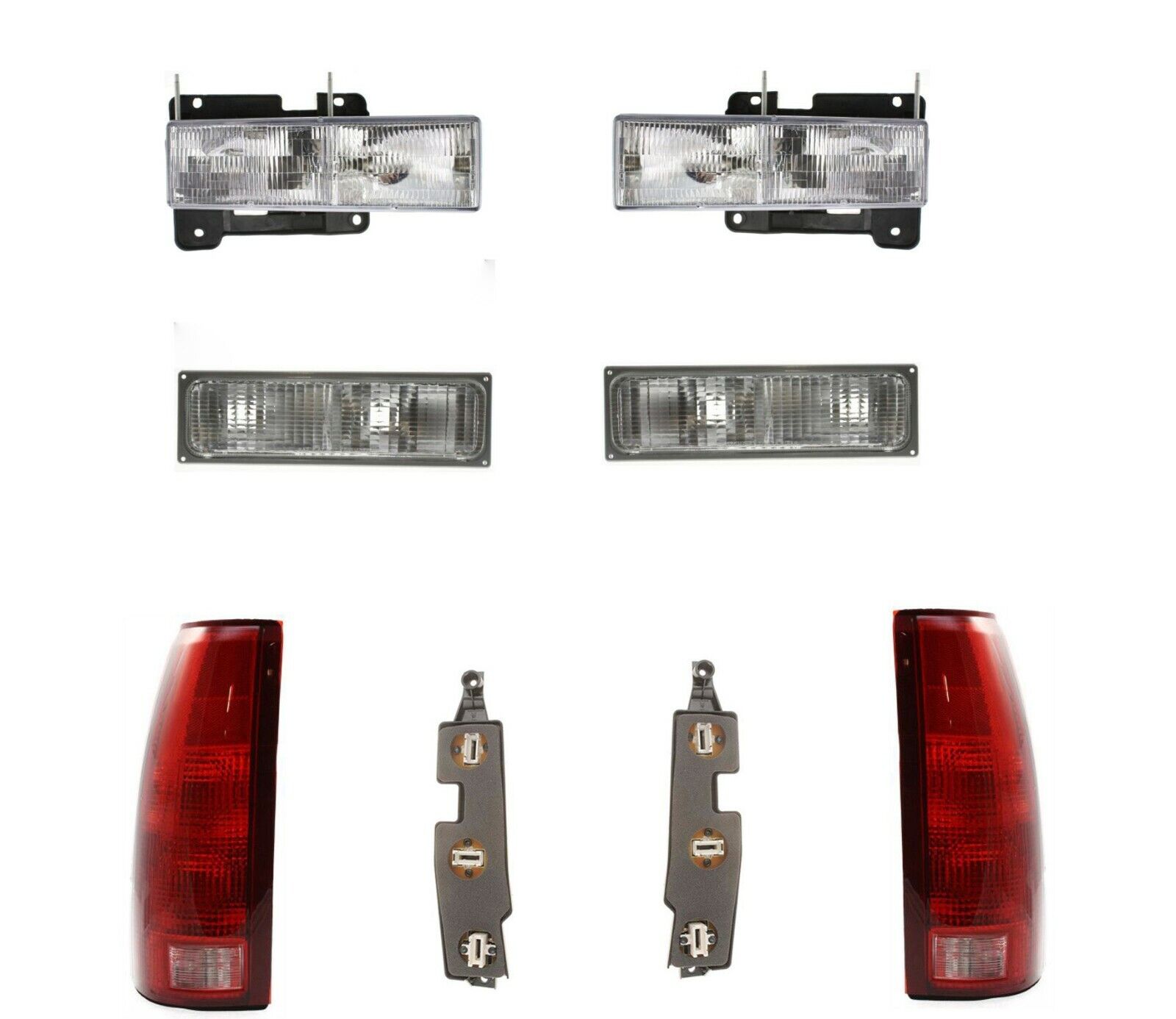 Headlights For 1990-1993 Chevy GMC Truck Turn Signals Tail Lights With Boards
