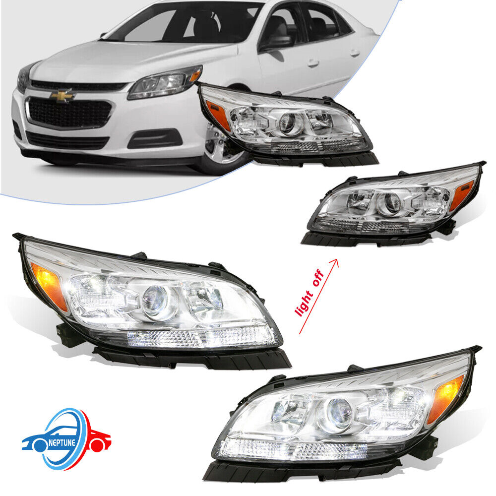 New Pair Front Projector Headlights Lamps For 2013-2015 Chevrolet Malibu/Limited