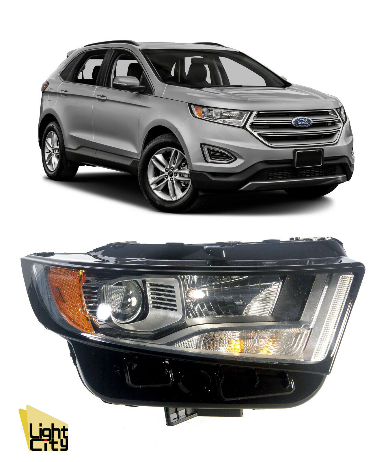 [Halogen] For 2015-2018 Ford Edge SE/SEL/TITANIUM Right Headlight with Bulbs RH