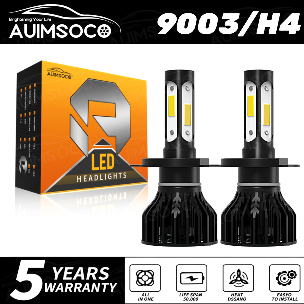 4-sides H4 9003 Super Bright White Kit LED Headlight Bulbs High Low Beam 6500K