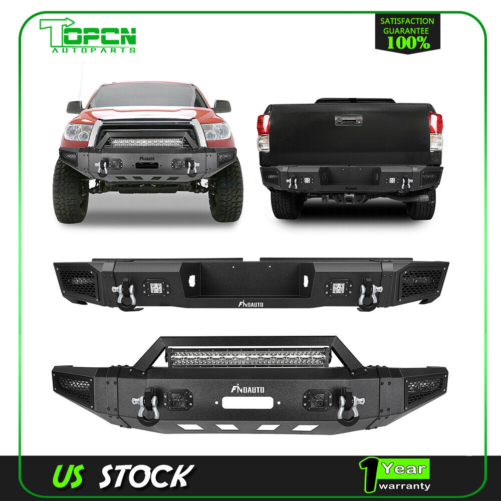 Front Rear Bumper For 2007-2013 Toyota Tundra w/ Winch Plate LED light D-rings