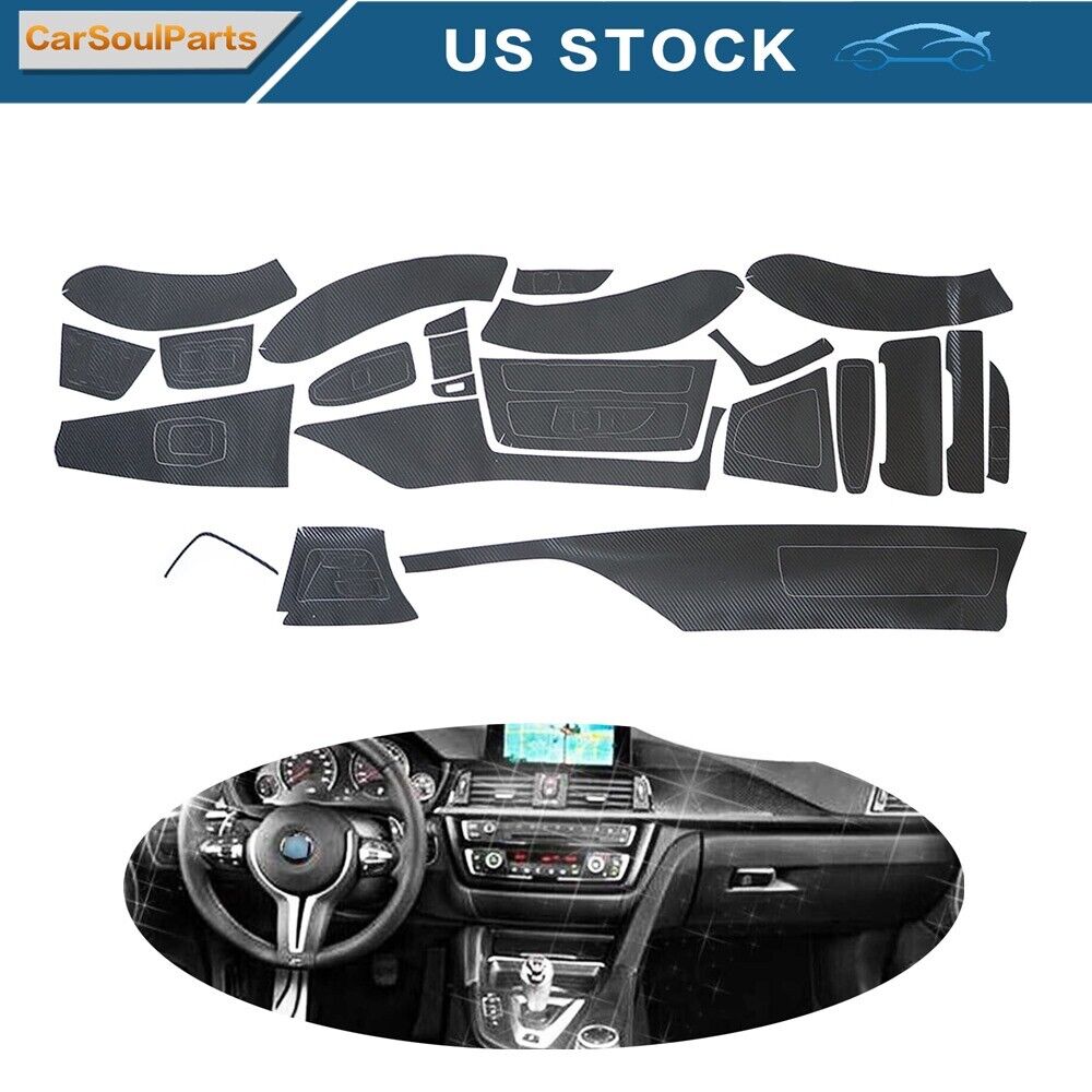 For BMW 3 Series F30 F31 2013-2018 Glossy Carbon Fiber Interior Decal Trim Vinyl