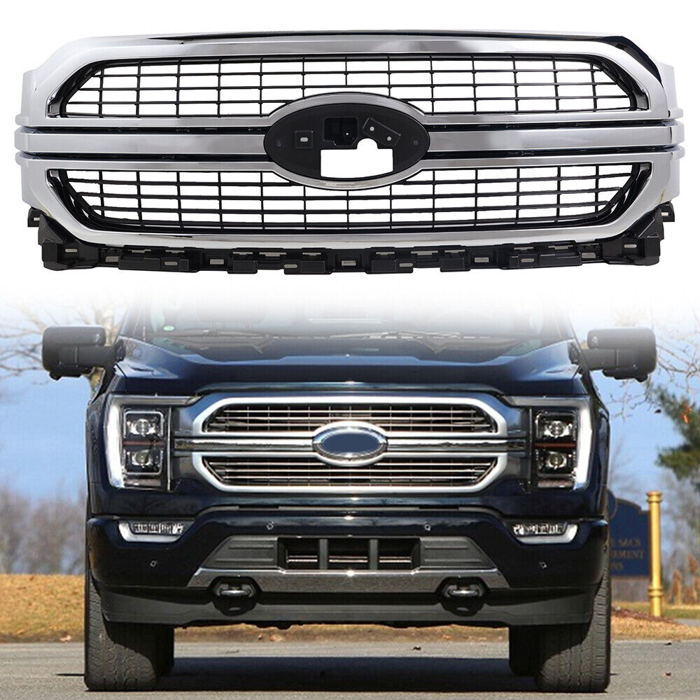 NEW Chrome Upper Front Grille Grill Fit For 2021 2022 Ford F-150 F150 1PCS