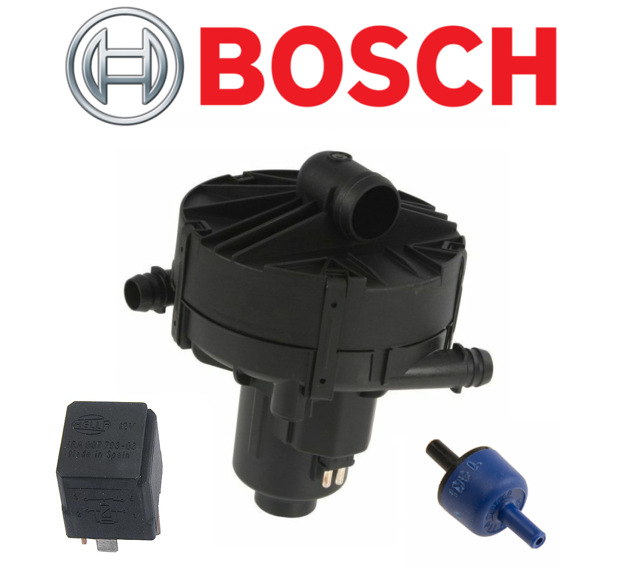 OEM Secondary Air Injection Smog Pump Bosch + Relay Vacuum Valve for Mercedes