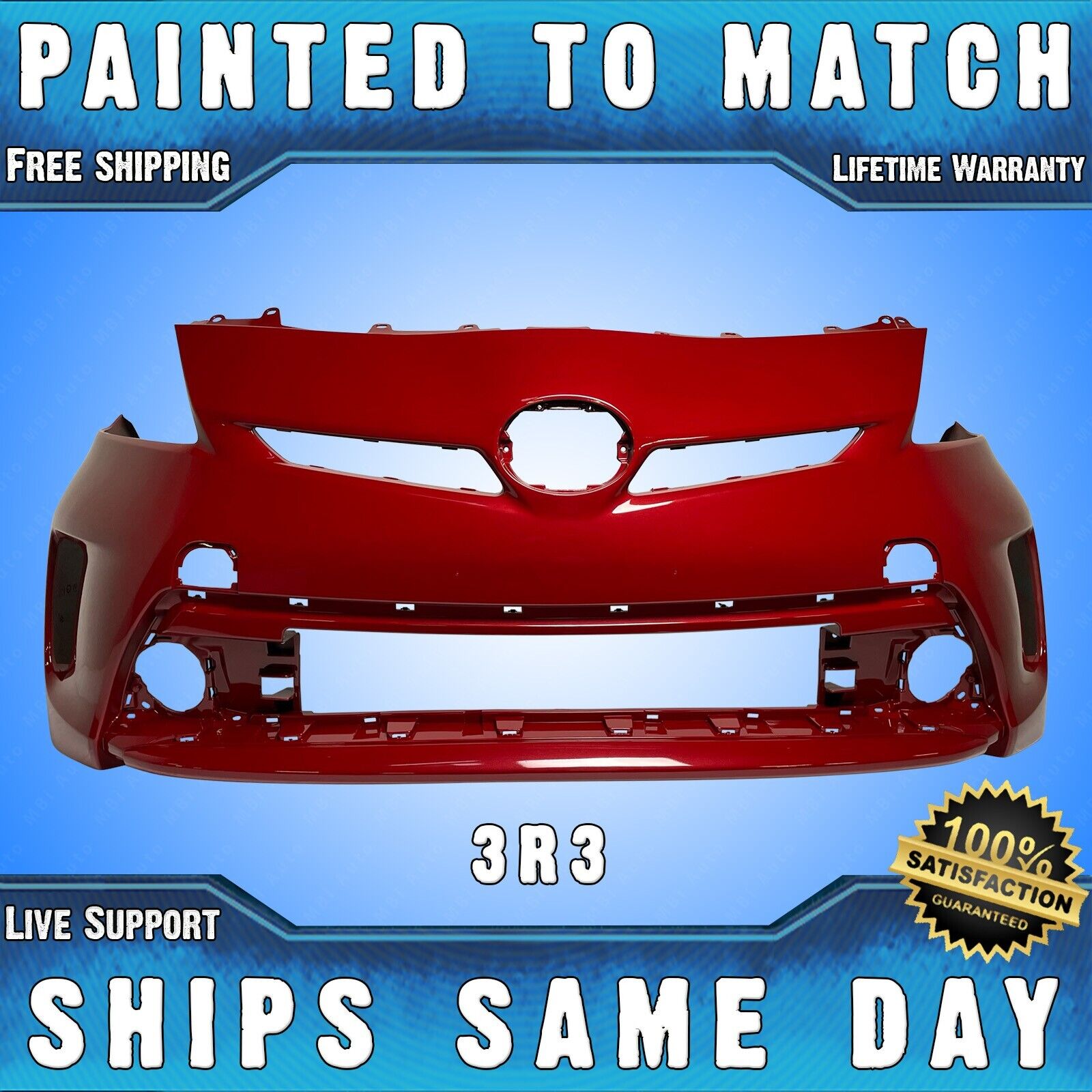NEW Painted *3R3 Barcelona Red* Front Bumper Cover for 2012-2015 Toyota Prius